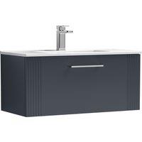 Balterley Wall Hung 1 Drawer Vanity Unit - Minimalist Basin 800mm, Satin Dark Grey