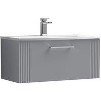 Balterley Wall Hung 1 Drawer Vanity Unit - Curved Basin 800mm, Satin Grey