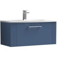 Balterley Wall Hung 1 Drawer Vanity Unit - Curved Basin 800mm, Satin Blue