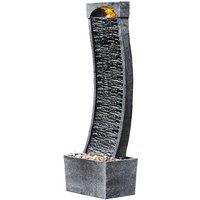Teamson Home Large Outdoor Curved Water Feature, Modern Waterfall Effect with LED Lights, Grey