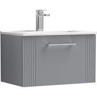 Balterley Wall Hung 1 Drawer Vanity Unit - Minimalist Basin 600mm, Satin Grey