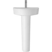 Balterley Mila Ceramic D Shape Basin & Full Pedestal 420mm White Bathroom Sink