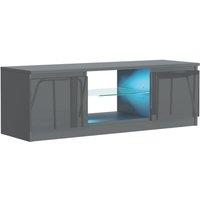 Mex Furniture LTD TV Unit with LED Lighting & Gloss Doors / 120cm in Dark Grey
