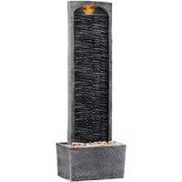 Teamson Home Large Outdoor Straight Water Feature, Modern Waterfall Effect with LED Lights, Grey