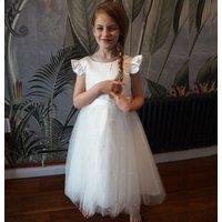 Lilly + Bo Girl's Helena in Ivory Luxurious Ceremonial Dress in Stone | Size: 9-10 Years