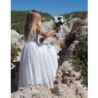 Lilly + Bo Girl's Saffron Ivory White Luxurious Lace Flower Girl Dress in Natural | Size: 7-8 Years