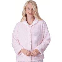 Camille Women's Supersoft Button Front Bed Jacket in Pink | Size: 10-12