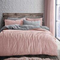 Velosso Teddy Two Tone Warm & Cosy Duvet Cover & Pillowcase Set in Silver | Size: Double