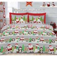 Velosso Xmas Ho Ho Cotton Rich Printed Duvet Cover & Pillowcase Set in Red | Size: King