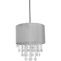 ValueLights Lulu Grey Easy Fit Fabric Lampshade With Acrylic Jewel Bead Droplets