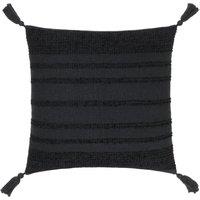 Yard Larch Woven Tasselled Cushion in Black | Size: 45 cm x 45 cm