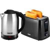 Geepas 1.8L Cordless Electric Kettle & 2 Slice Bread Toaster Kitchen Set in Black