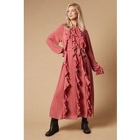 Oasis Women's Ruffle Chiffon Belted Midi Dress in Rose | Size: 8