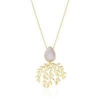 Spero London Women's Mother Of Pearl Olive Branch Sterling Silver Necklace in Gold