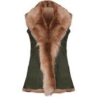 Infinity Leather Women's Toscana Sheepskin Long Gilet-Sorocaba in Dark Olive | Size: 14