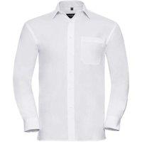 Russell Men's Long Sleeve Pure Cotton Work Shirt in White | Size: Small