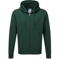 Russell Men's Authentic Full Zip Hooded Sweatshirt Hoodie in Bottle Green | Size: XS
