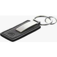 Fred Bennett Men's Stainless Steel Black Leather Logo Embossed Key Ring Y2625