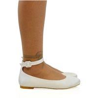 XY London Women's 'Kimmie' Flat Ballerina Pump Shoes with Ankle Strap in White | Size: 5