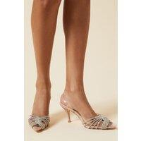 Dorothy Perkins Women's Brooke Crystal Vinyl Sling Back Court Shoes in Nude | Size: 4
