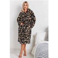 Yours Women's Shawl Collar Dressing Gown in Black | Size: 30-32