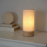 ValueLights Elsa Natural Wooden Compact Table Lamp in Beige