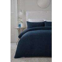Serene 'Lindly' Waffle Duvet Cover Set in Navy | Size: King