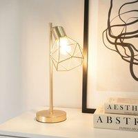 ValueLights Angus Metal Adjustable Geometric Basket Shade Table Lamp in Gold