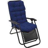 Living and Home 130cm W x 55cm D 3 Fold All-In-One Garden High-Back Recliner Cushion in Blue | Size: 130 cm W x 55 cm D