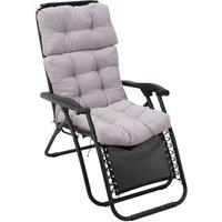 Living and Home 130cm W x 55cm D 3 Fold All-In-One Garden High-Back Recliner Cushion in Grey | Size: 130 cm W x 55 cm D