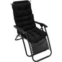 Living and Home 130cm W x 55cm D 3 Fold All-In-One Garden High-Back Recliner Cushion in Black | Size: 130 cm W x 55 cm D