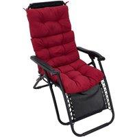 Living and Home 130cm W x 55cm D 3 Fold All-In-One Garden High-Back Recliner Cushion in Red | Size: 130 cm W x 55 cm D