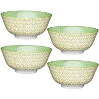 KitchenCraft Set of 4 Green Geometric Ceramic Bowls