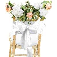 Neel Blue Set of 25 Satin Chair Sashes for Weddings Birthday Party Decoration, 7" x 108" in White