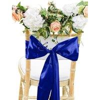 Neel Blue Set of 25 Satin Chair Sashes for Weddings Birthday Party Decoration, 7" x 108" in Blue
