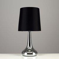 ValueLights Teardrop Pair Compact Fabric Shades Brushed Chrome Touch Table Lamps in Black