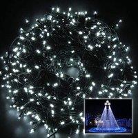 Shatchi 750 LEDs Christmas Fairy String Lights Indoor/Outdoor Green Cable Main power Memory Auto Timer in White