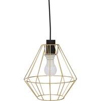 Orsina Black Cage Pendant Light, Open Frame Cylindrical Light Fixture, Urban Ceiling Pendant in Powder-Coated Iron in Gold