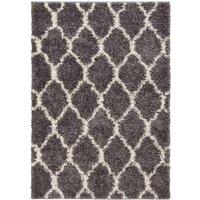 Kukoon Grey Cream Trellis Scandi Super Soft Shaggy Rug | Size: 110 cm x 160 cm