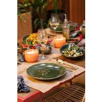 Mikasa Jardin Stoneware Dinner Plates, Set of 4, 27cm, Green in Dark Green
