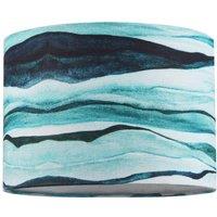 Happy Homewares Sea Waves Drum Lamp Shade in Teal Duck Egg & Navy Blue | Size: 10 inches