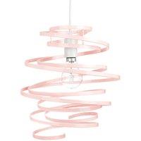 Happy Homewares Gloss Metal Double Ribbon Spiral Swirl Ceiling Light Pendant in Pink