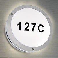 CGC Lighting STAX Round Grey LED Outdoor Wall Light Bulkhead with House Number Pack in White