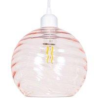Happy Homewares Modern Designer Circular Ribbed Glass Non Electric Pendant Lamp Shade in Pink