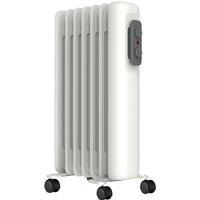 MYLEK Electric Oil Filled Radiator with Thermostat & 3 Heat Settings 1.5kW in White