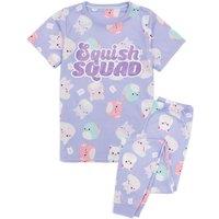 Squishmallows Short Sleeve Long Leg Pyjama Set | Purple | Official Merch | Size: 5-6 Years
