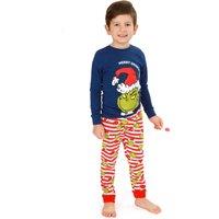 The Grinch Boy's Long Sleeve Long Leg Pyjama Set | Blue | Official Merch | Size: 4-5 Years