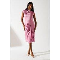 Coast Women's Satin Pleat Detail Dress in Pink | Size: 12