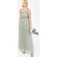 Maya Deluxe Women's Embellished Strappy Maxi Dress in Mint | Size: 14