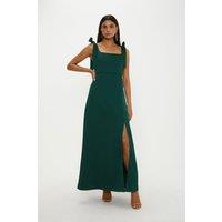 Oasis Women's Satin Tie Shoulder Midi Bridesmaid Dress in Emerald | Size: 14